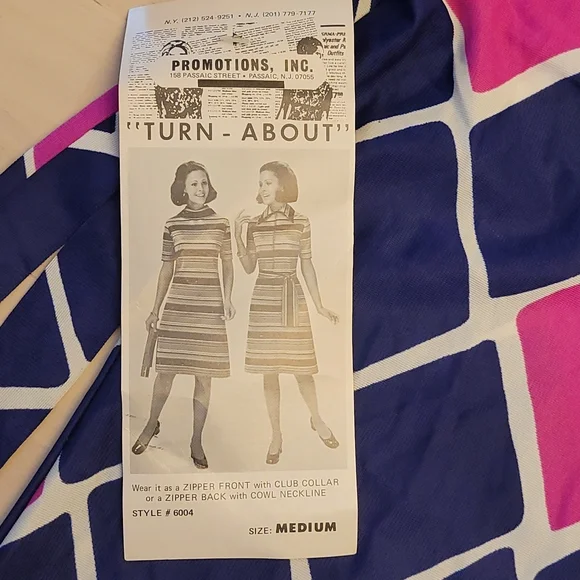 RARE NWT Vintage Deadstock 1960s "Turn-about" Mod Dress Promotions INC - Picture 12 of 17
